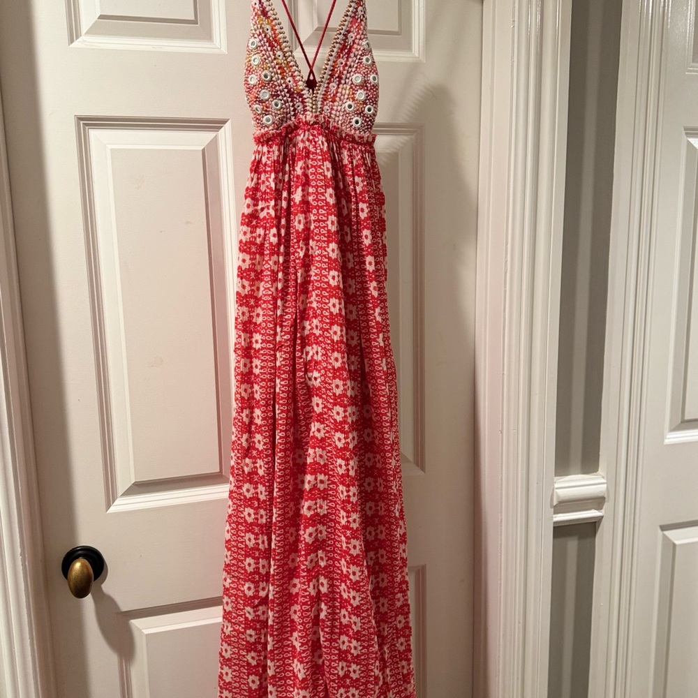 Free People Red Floral Maxi Dress